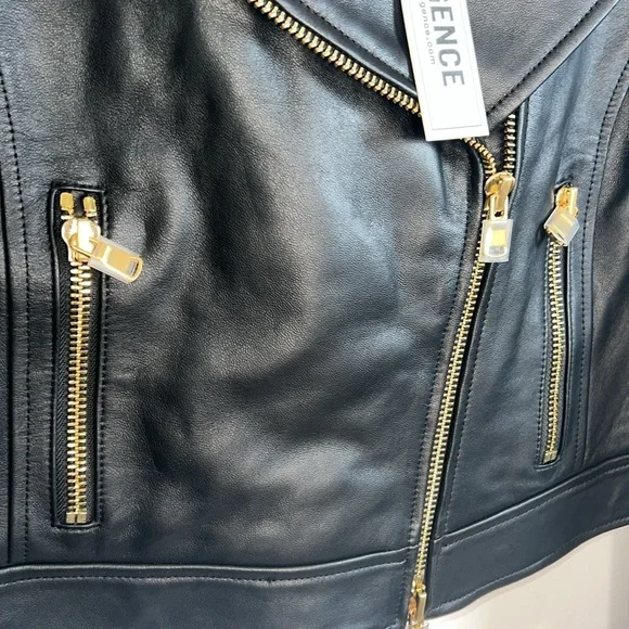 🌟NWT L’AGENCE ONNA BLACK LEATHER CROP BIKER JACKET SIZE XL - Picture 13 of 14